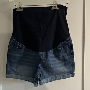 Time and Tru High Waist Denim Shorts - Blue and Black